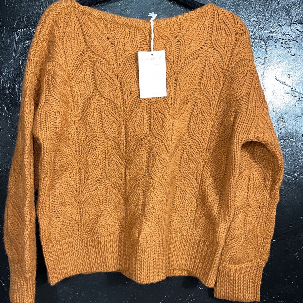 Garnet Hill Cashmere Sweater Boatneck Long Sleeve Rust M NWT